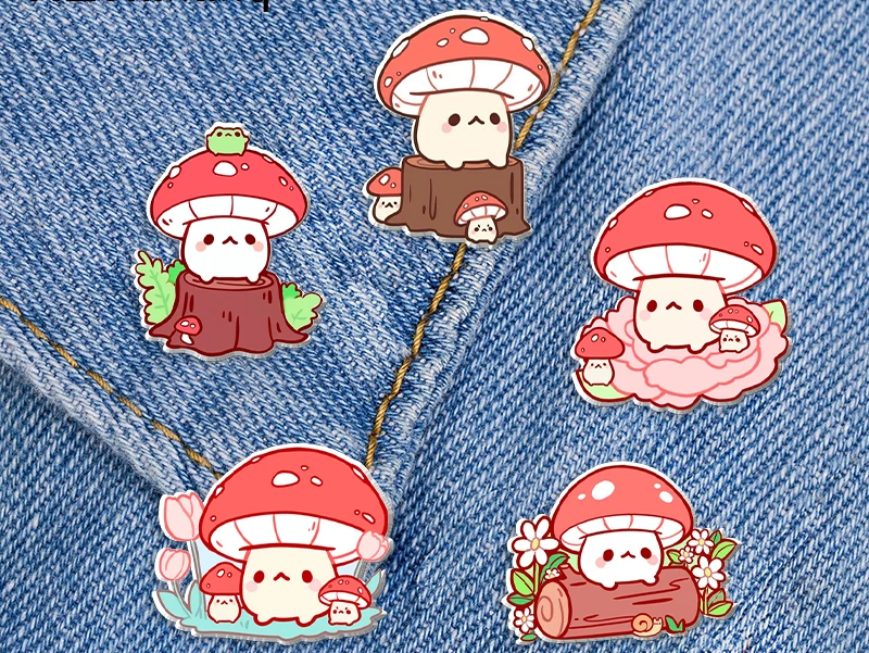 cartoon mushroom pins