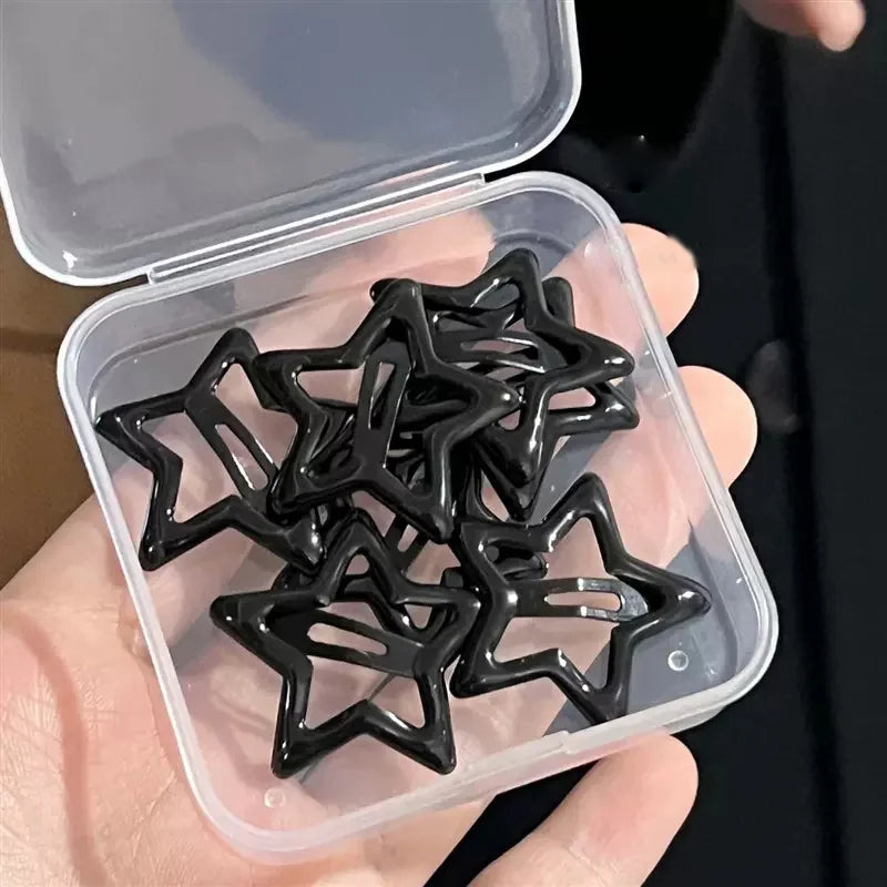 black & grey star clips 10pk