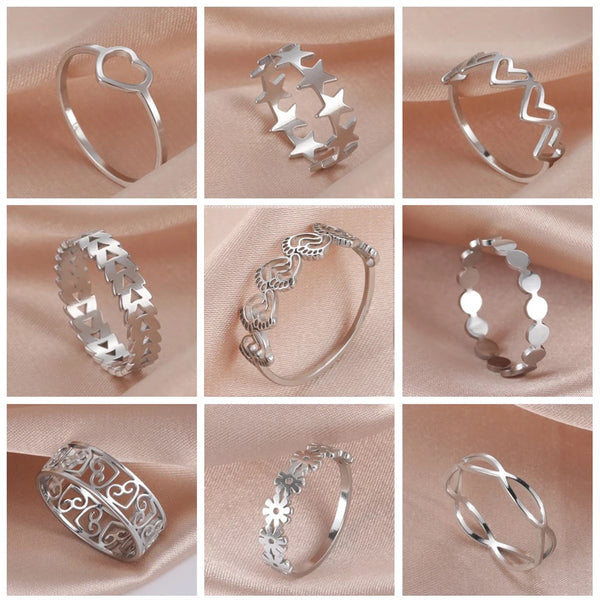 assorted silver rings