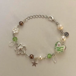 white pearl leaf bracelet