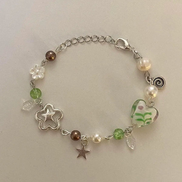 white pearl leaf bracelet