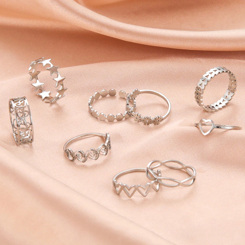 assorted silver rings