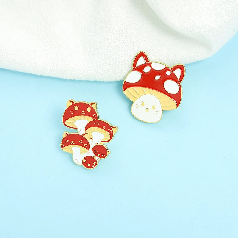 mushroom cat pins