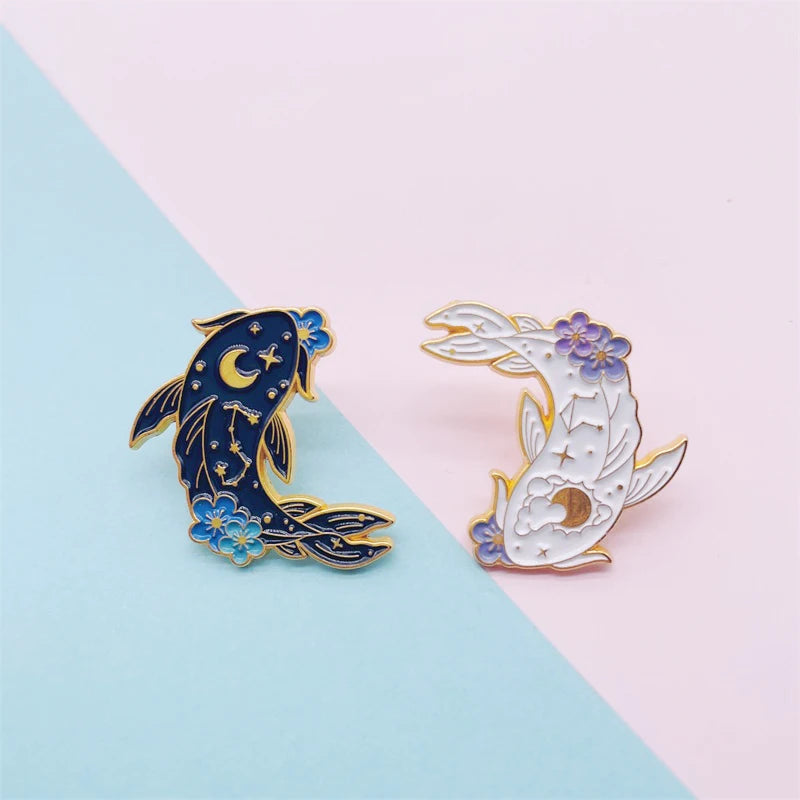 yin & yang koi pins