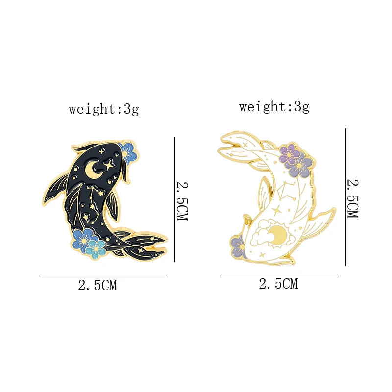 yin & yang koi pins