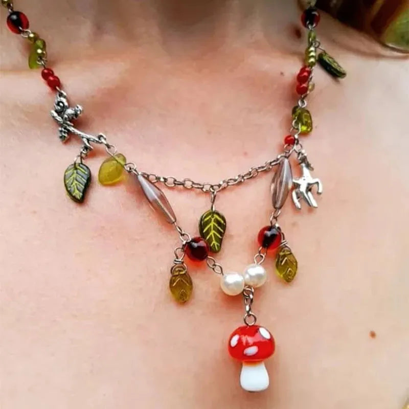 mushroom fairy necklace