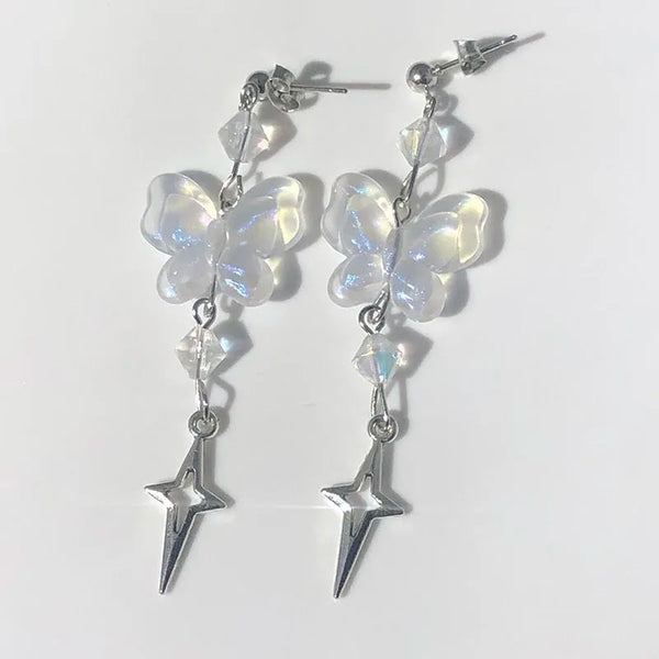 crystal butterfly drop earrings