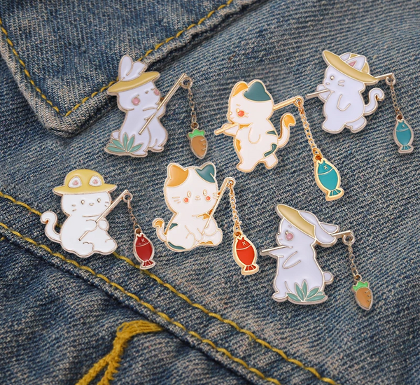 fishing cats pins