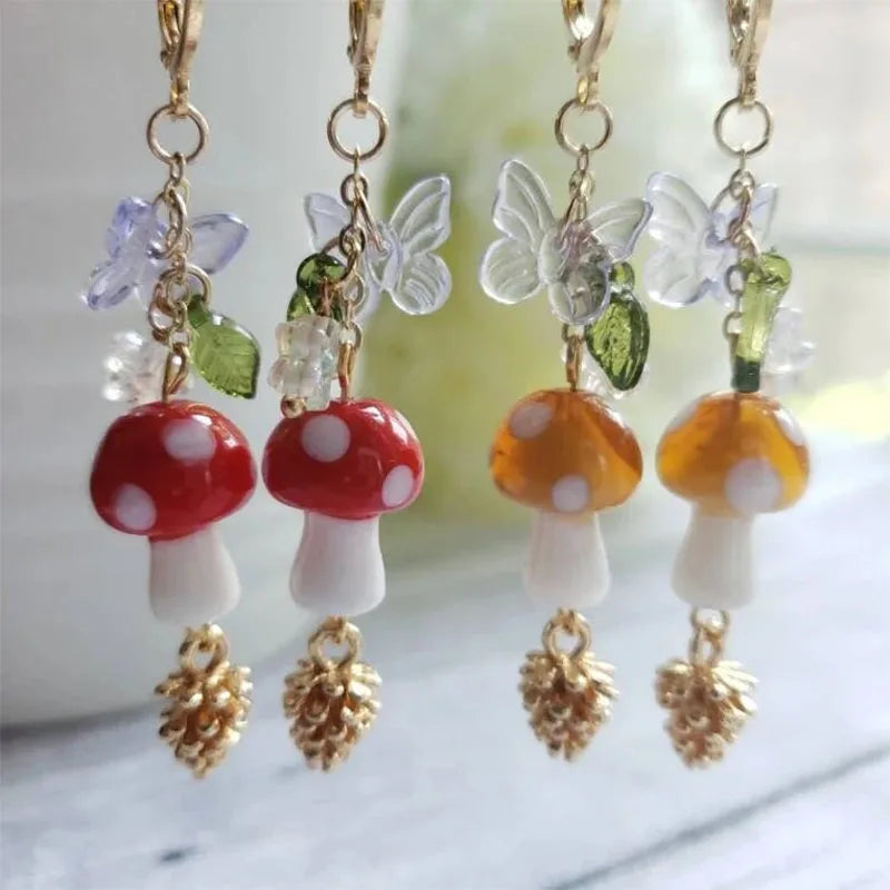 mushroom drop earrings