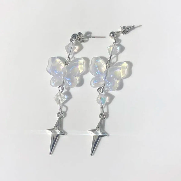 crystal butterfly drop earrings