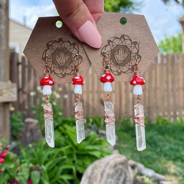 crystal mushroom earrings