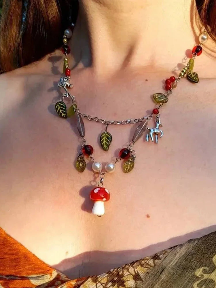 mushroom fairy necklace