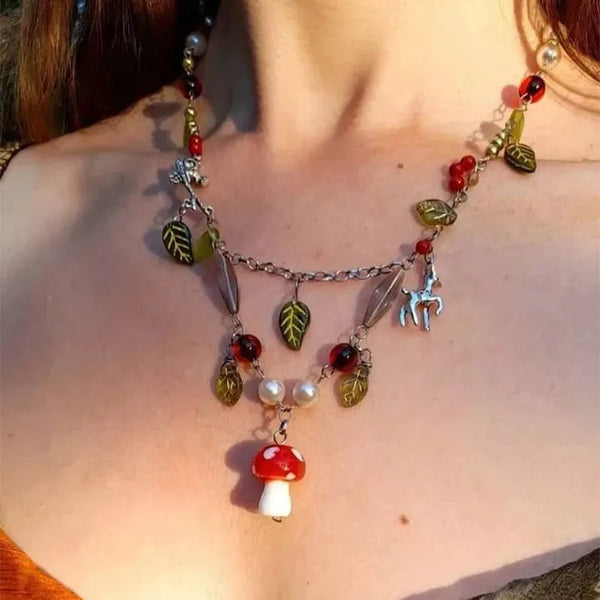 mushroom fairy necklace