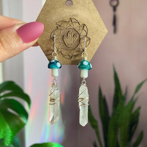 crystal mushroom earrings