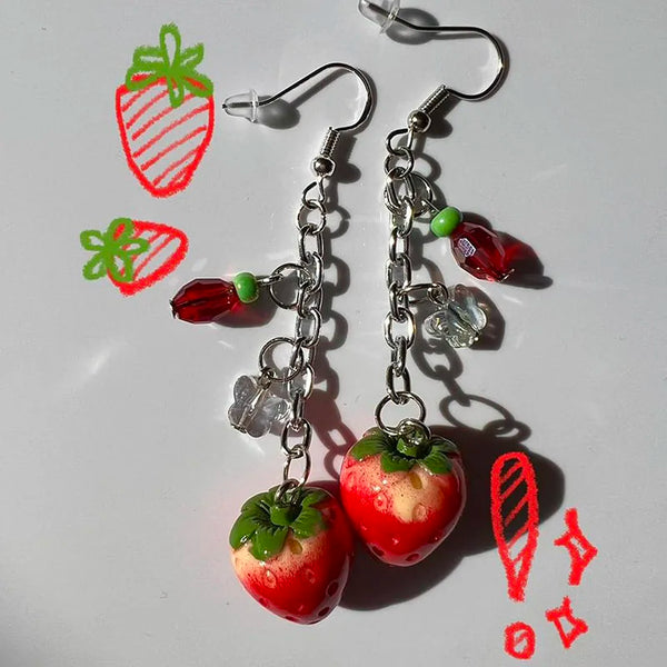 strawberry drop earrings