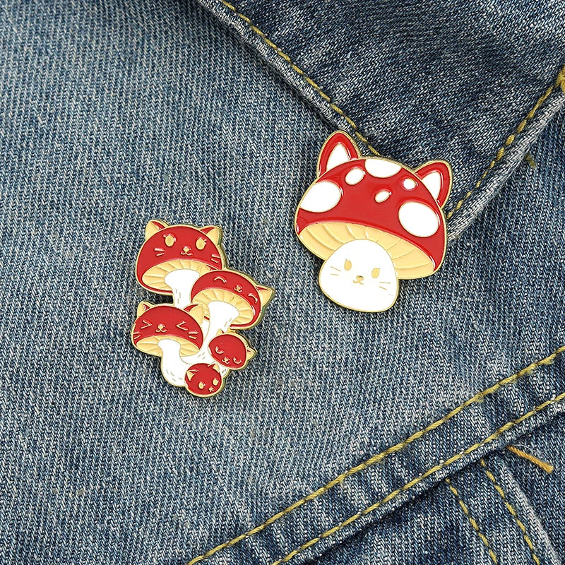 mushroom cat pins