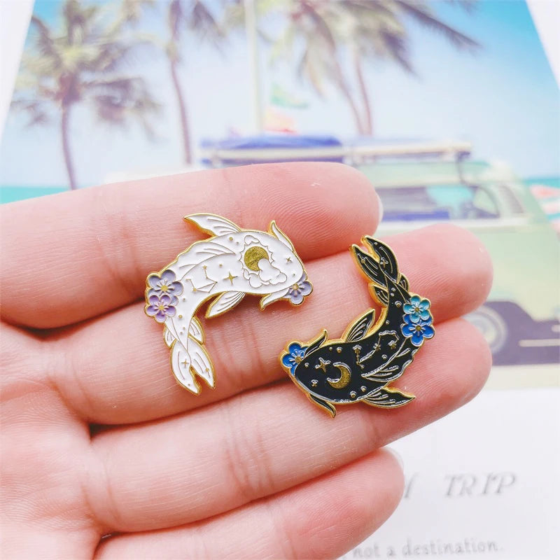 yin & yang koi pins