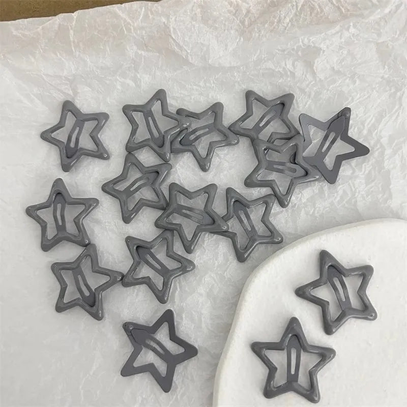 black & grey star clips 10pk