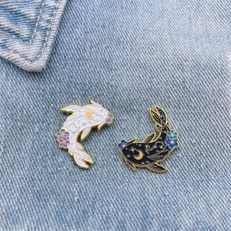 yin & yang koi pins