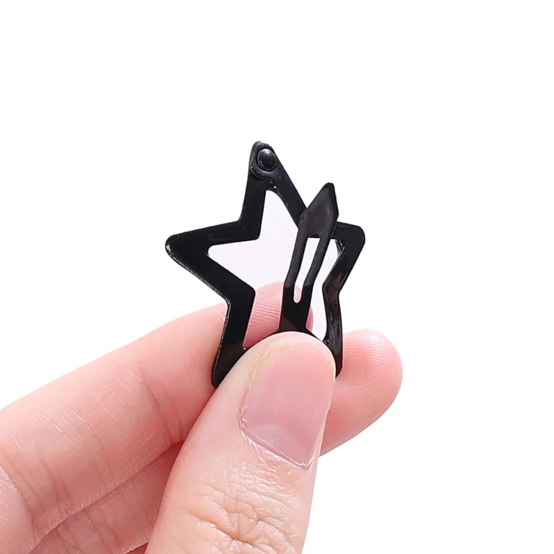 black & grey star clips 10pk