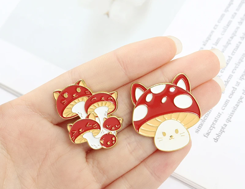 mushroom cat pins