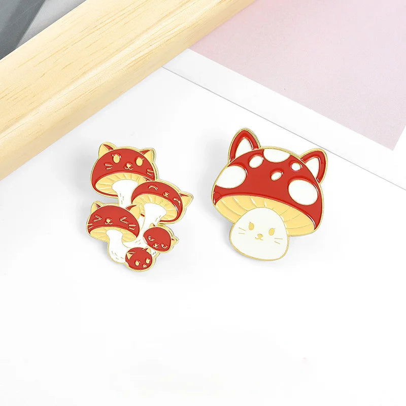 mushroom cat pins