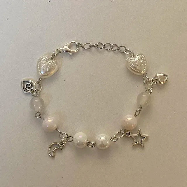 white pearl leaf bracelet