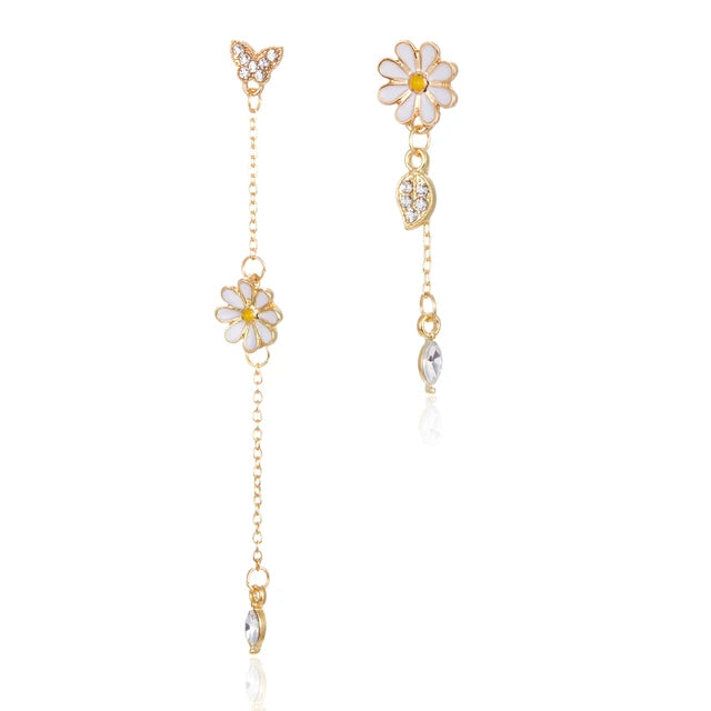 asymmetric daisy earrings