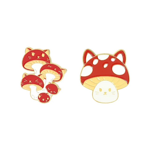 mushroom cat pins