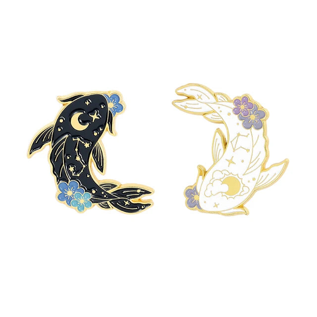 yin & yang koi pins