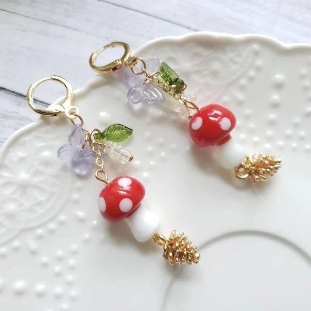 mushroom drop earrings